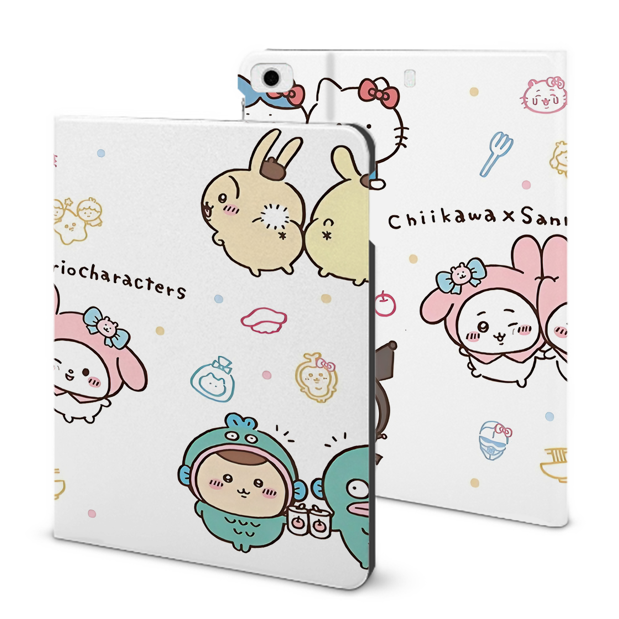 （画像用） ちいかわ Chii-kawa IPad ケース ブック型 PUレザー TPU 耐衝撃 軽量 薄型 ペン収納なし 全面保護 IPad 各モデル対応